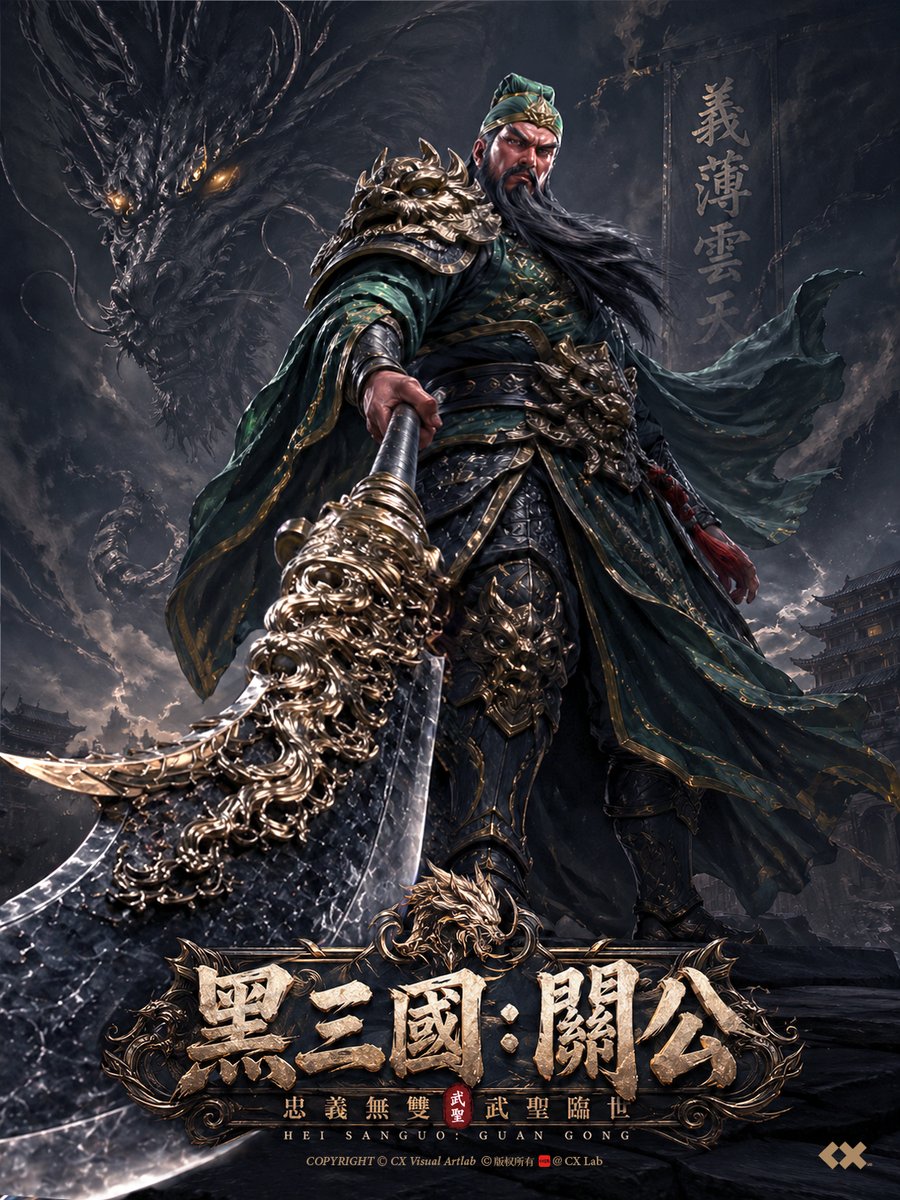 AI Prompt for a Stylized Guan Yu in the Style of Black Myth Illustration