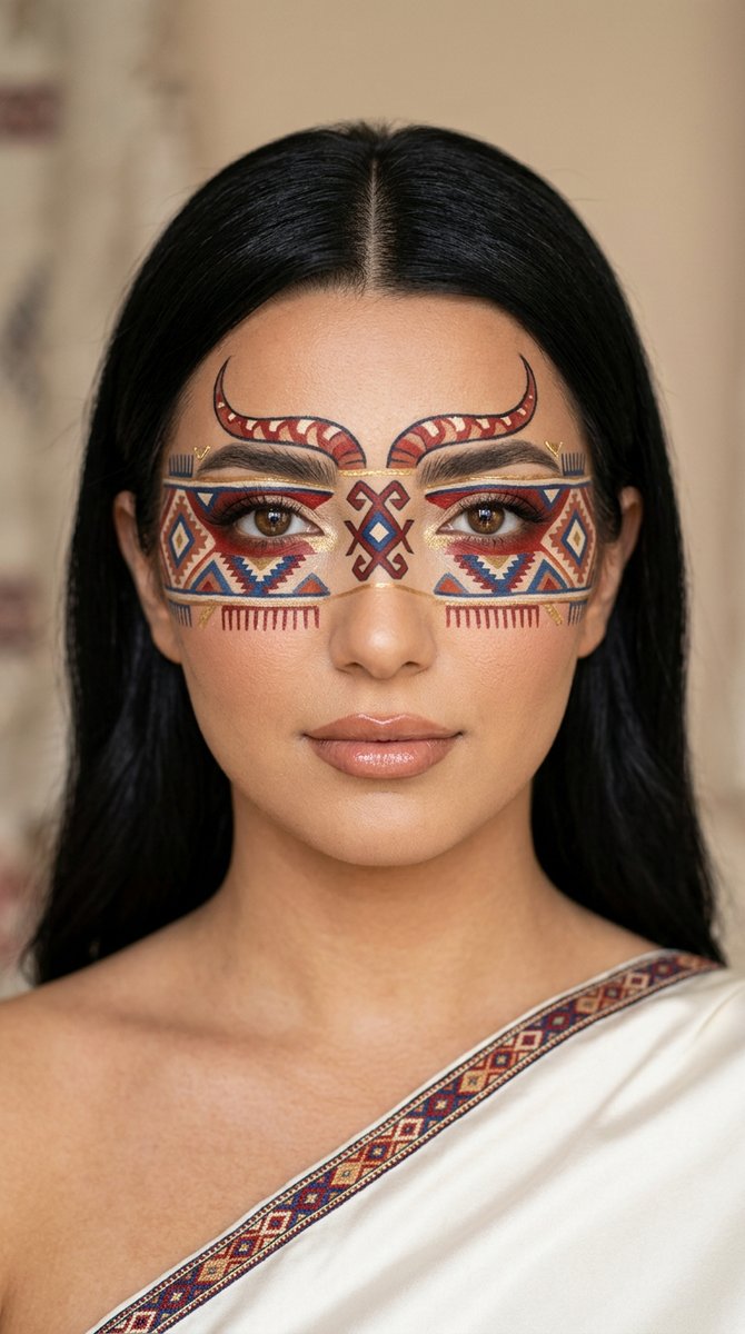 AI Prompt for Abstract Artistic Portrait with Cultural Motifs