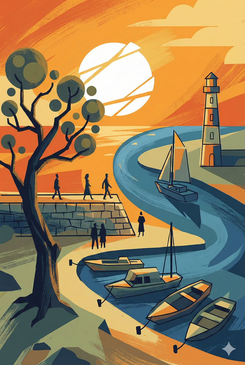AI Prompt for Abstract Lighthouse and Sailboat Art