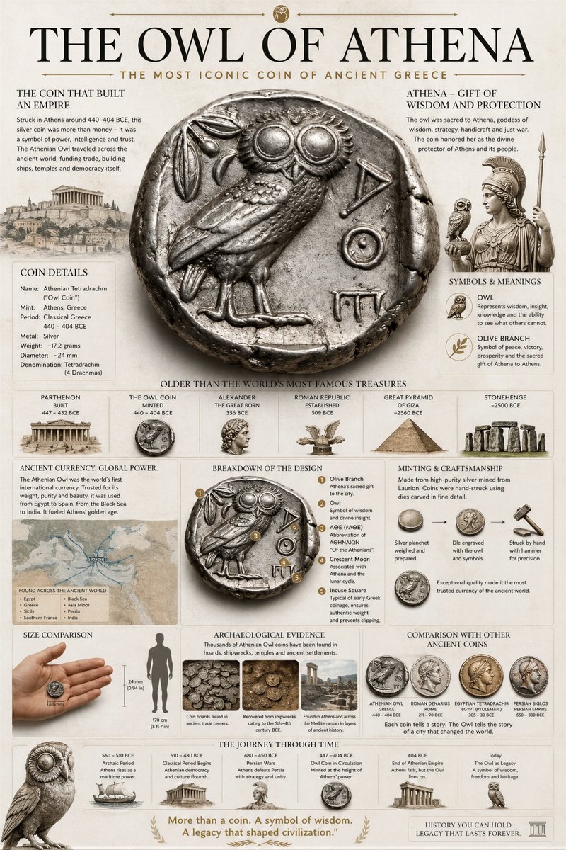 AI Prompt for Ancient Athenian Owl Coin Infographic Poster Design