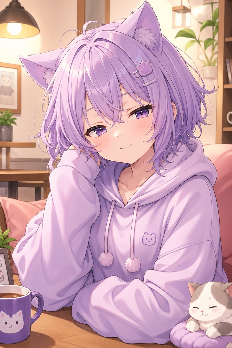 AI Prompt for Anime Catgirl Portrait with Lavender Hair
