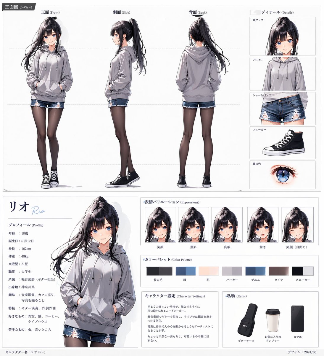 AI Prompt for Anime Character Design Sheet