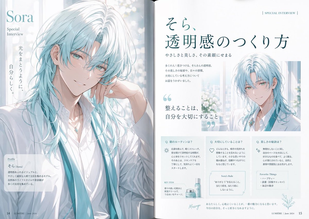 AI Prompt for Anime Character Editorial Spread