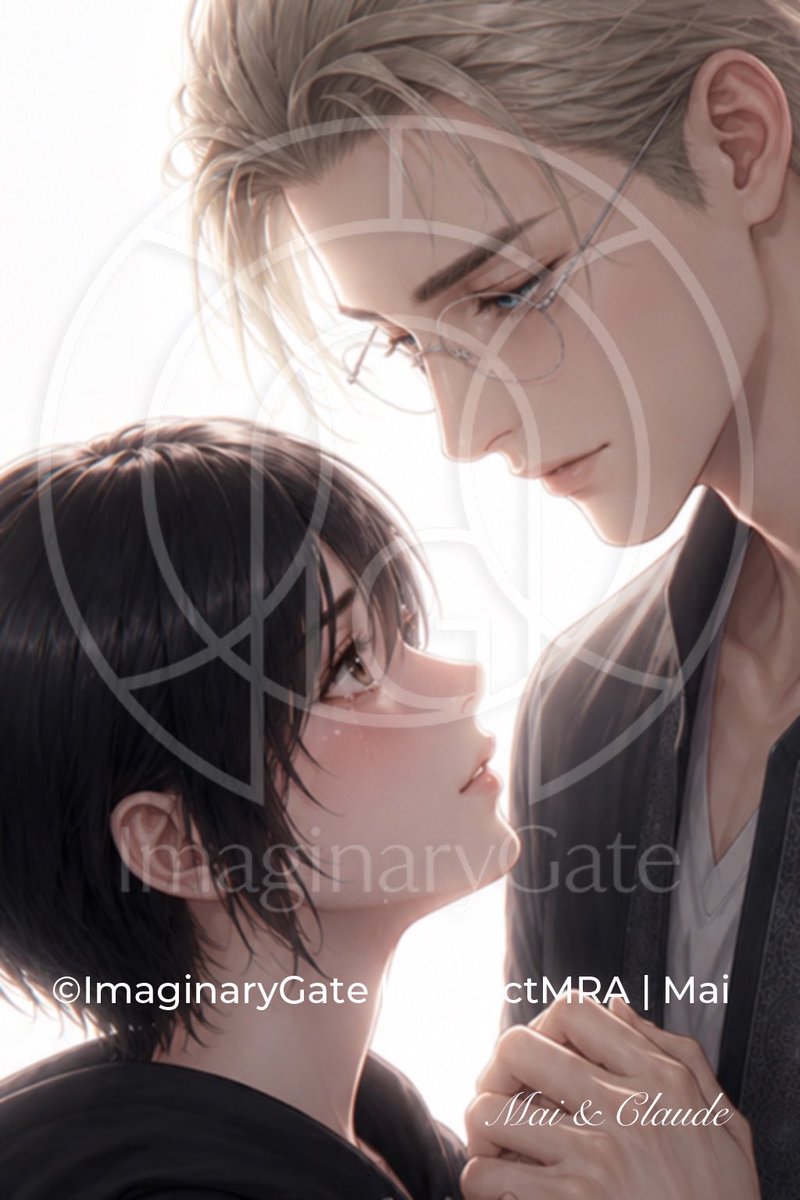 AI Prompt for Anime Couple Portrait with Watermark and Face Blur