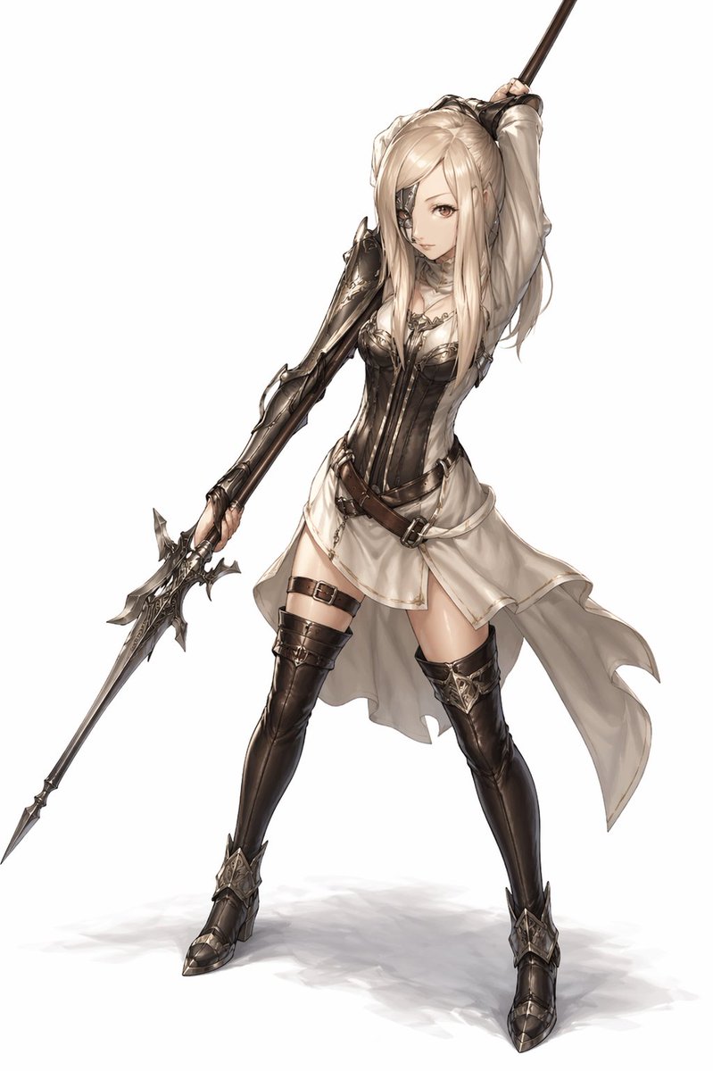 AI Prompt for Anime Fantasy Character Art: Elegant Spearwoman Full Body