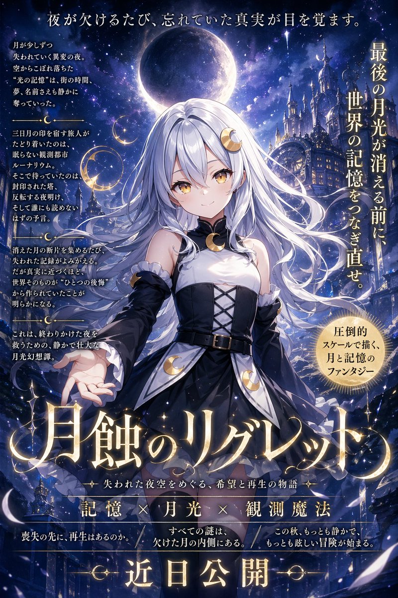 AI Prompt for Anime Fantasy Movie Poster with Silver-Haired Heroine