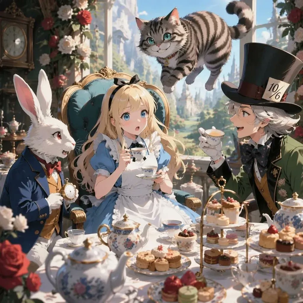 AI Prompt for Anime Fantasy Tea Party Illustration
