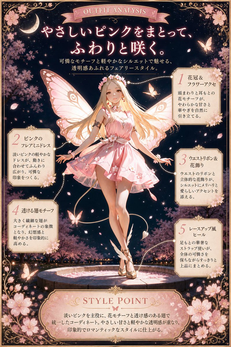 AI Prompt for Anime Fashion Poster with Pink Fairy Design