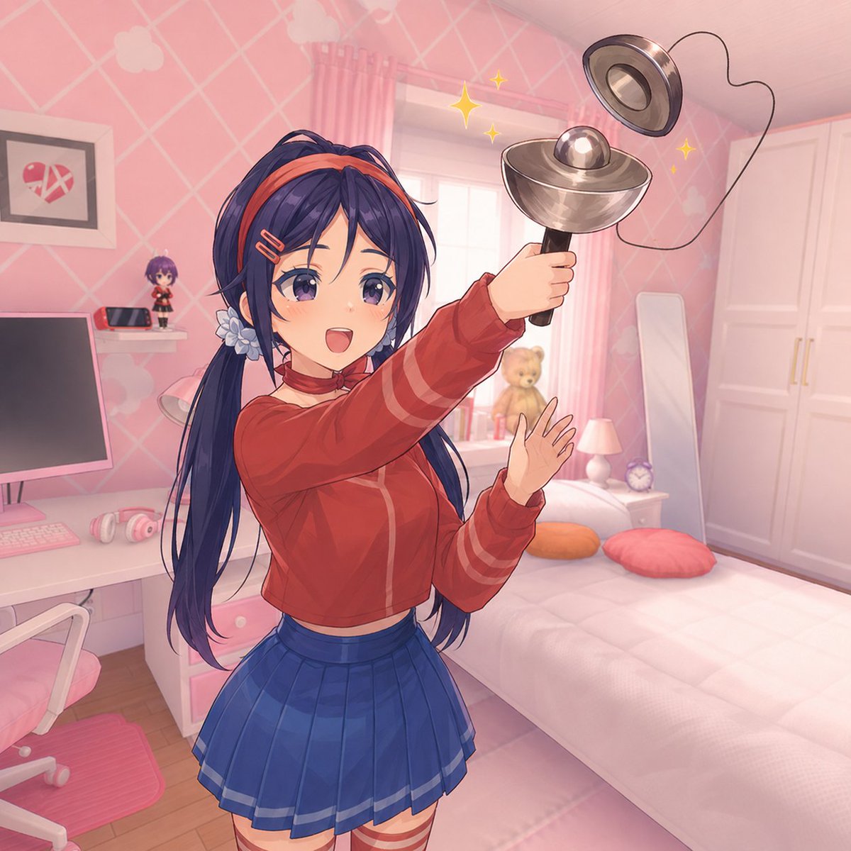 AI Prompt for Anime Girl Spinning Top Mishap Scene