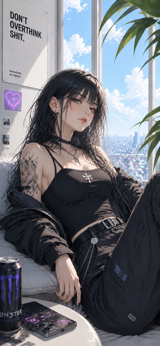 AI Prompt for Anime Goth Girl in Urban Apartment Setting