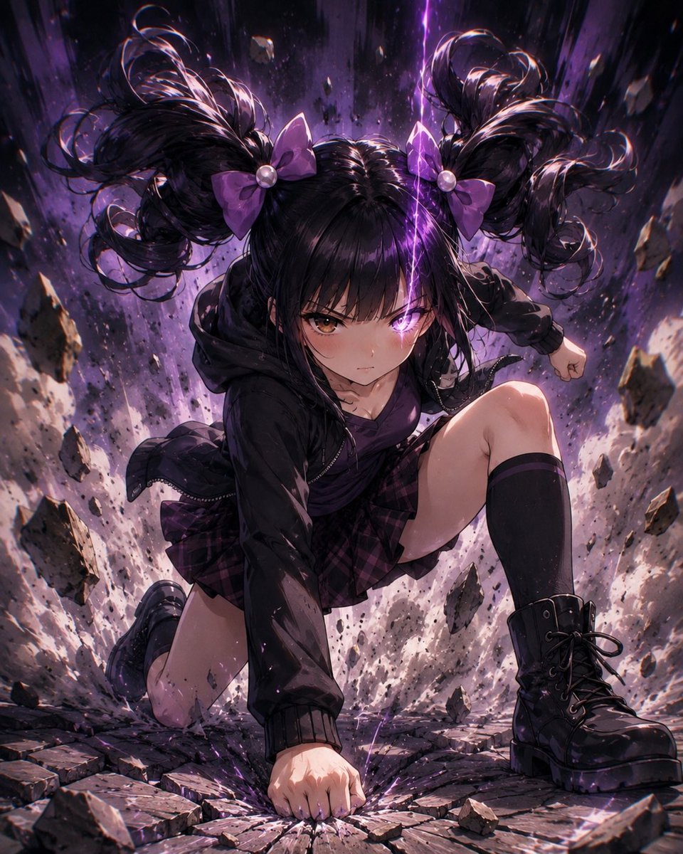 AI Prompt for Anime Gothic School Outfit with Action-Packed Crash