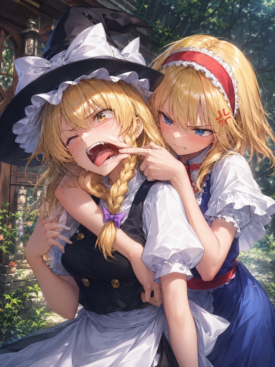 AI Prompt for Anime Illustration of Cheek-Pulling Maid Witch Scene