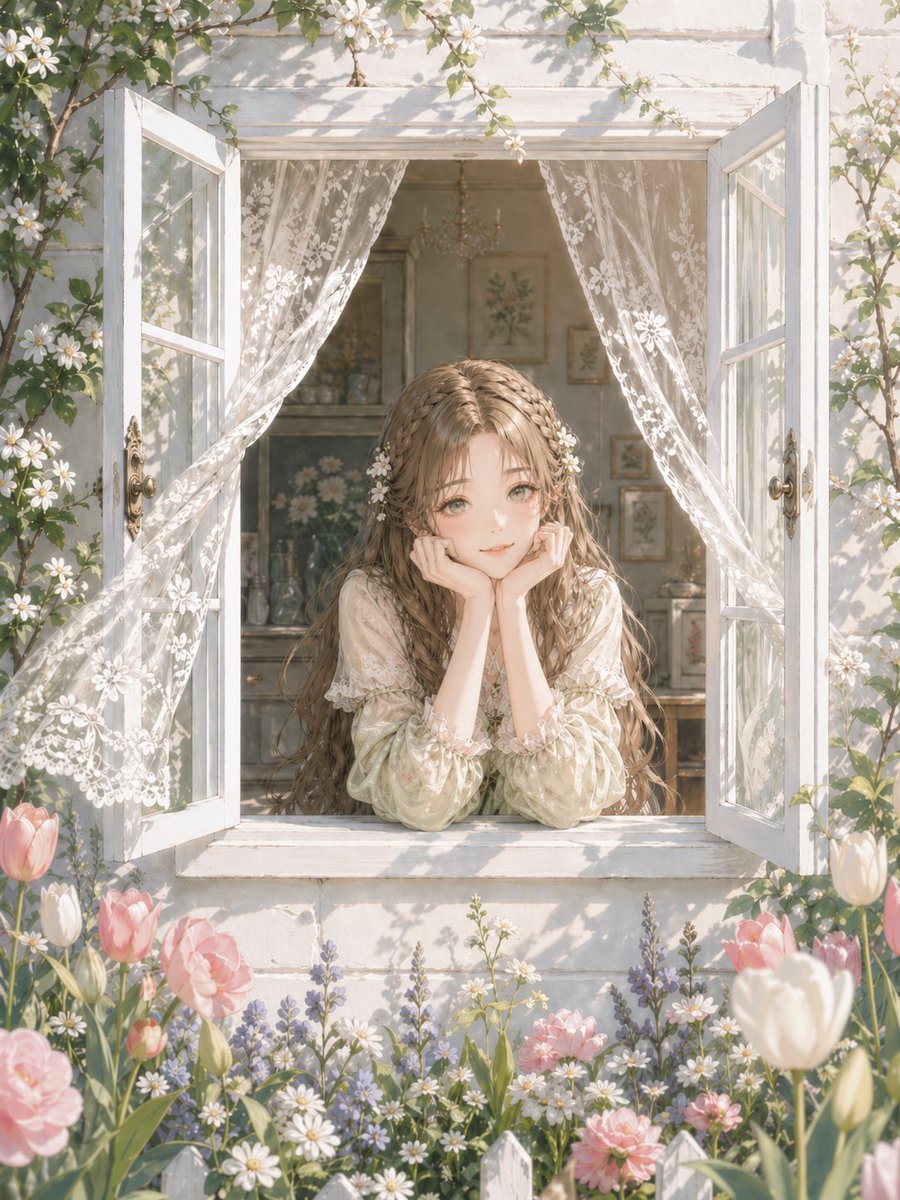 AI Prompt for Anime-Inspired, Watercolor-Style Portrait of a Girl in a Garden Scene