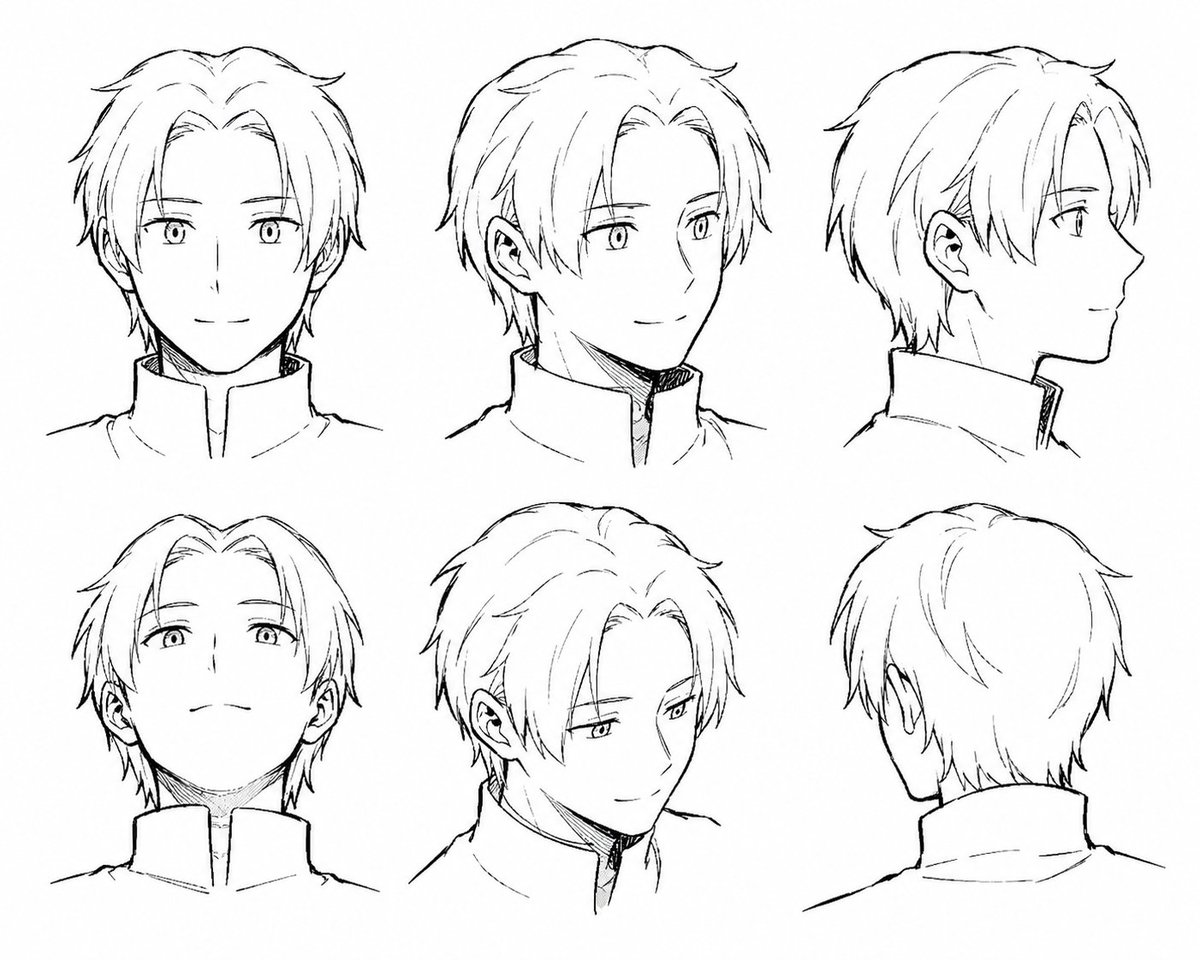 AI Prompt for Anime Male Hairstyle Reference Sheets
