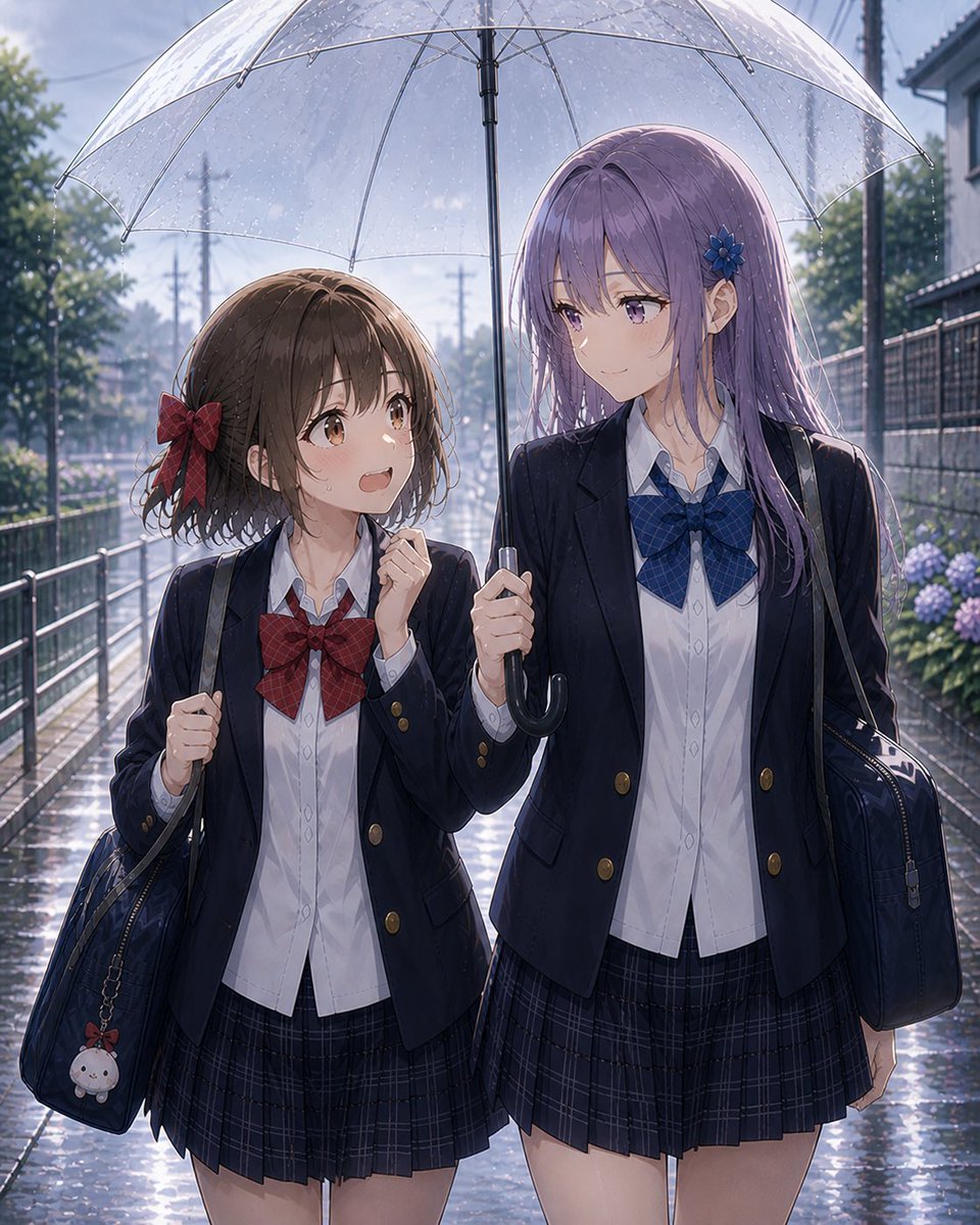 AI Prompt for Anime Manga Style Group Scene with Umbrella Under Rainy Cityscape