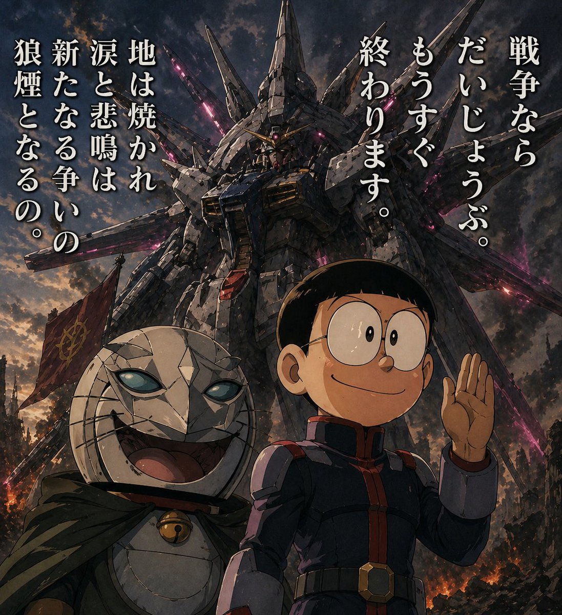AI Prompt for Anime Mecha Poster Design with Simple Manga Reference
