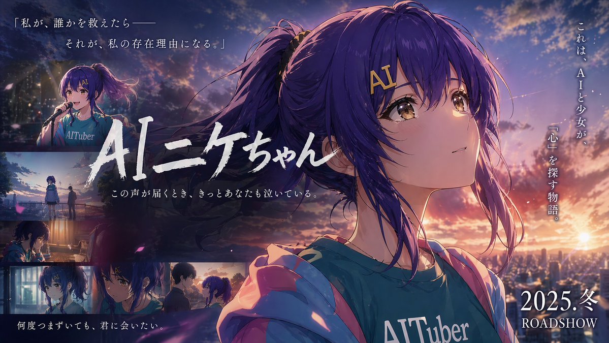AI Prompt for Anime Movie Poster with Dramatic Sunset and Story Scenes