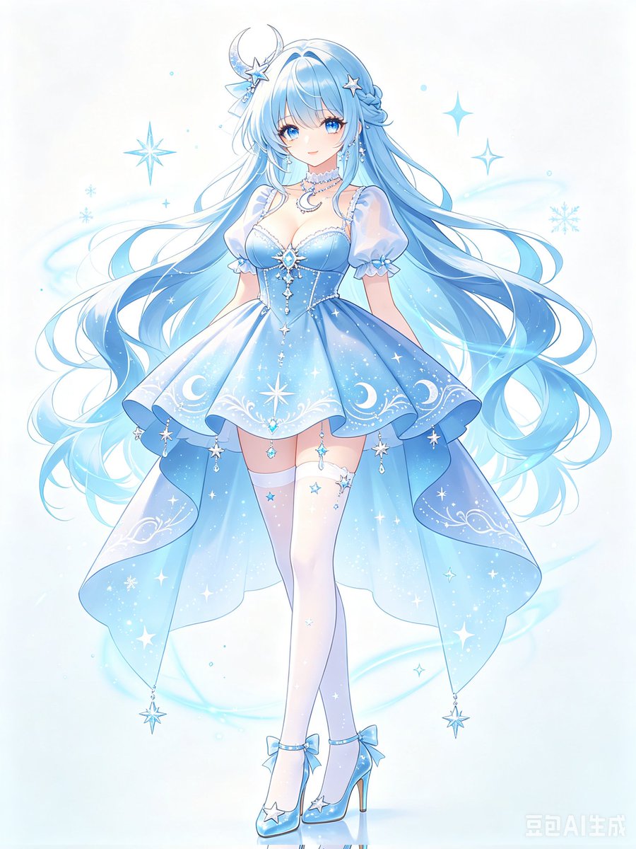 AI Prompt for Anime Princess Illustration in Celestial Blue