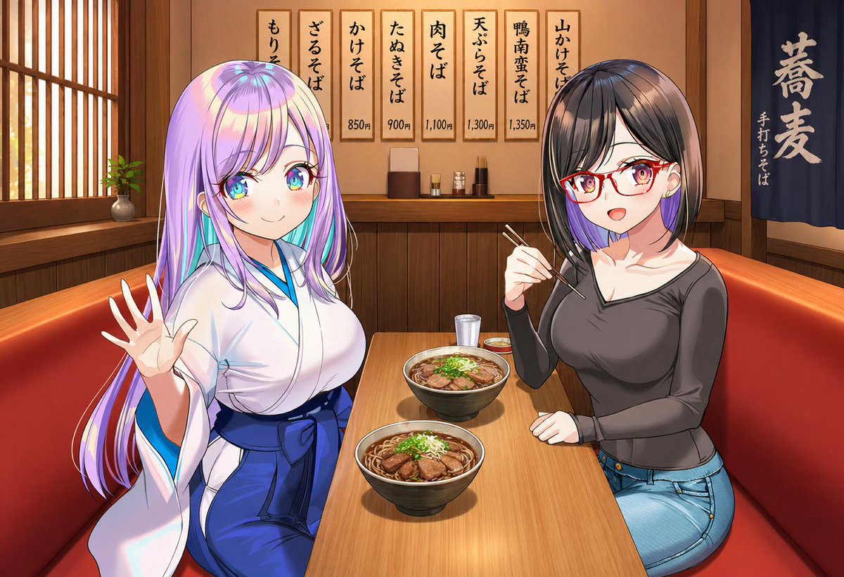 AI Prompt for Anime Restaurant Scene with Two Women