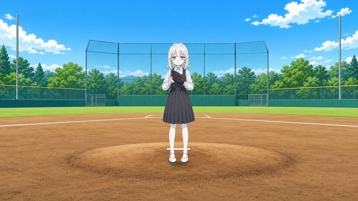 AI Prompt for Anime Schoolgirl Baseball Scene