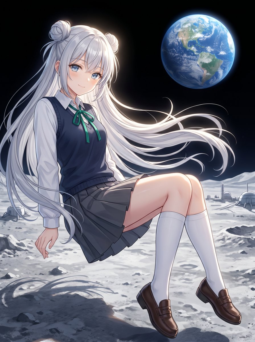 AI Prompt for Anime Sci-Fi Schoolgirl Character on the Moon