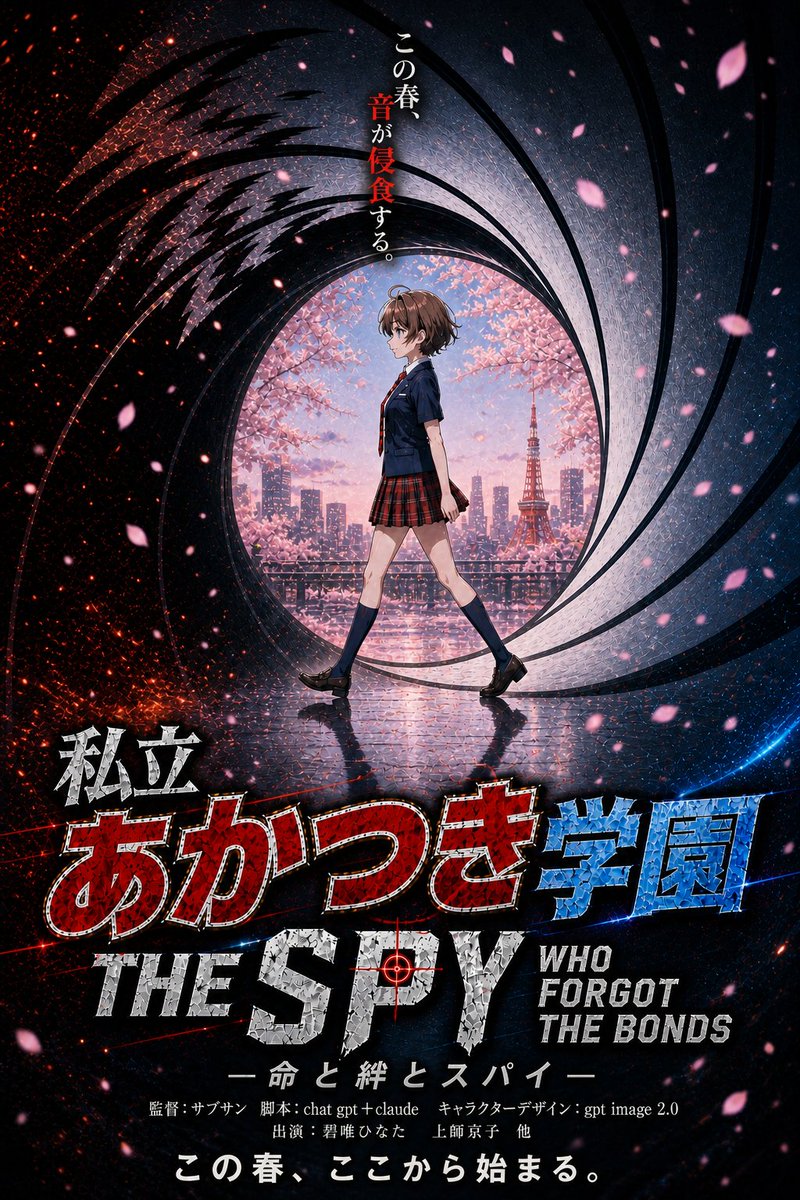 AI Prompt for Anime Spy School Movie Poster with Cherry Blossoms
