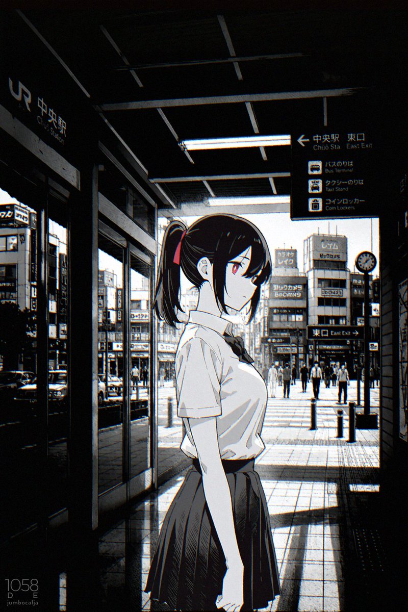 AI Prompt for Anime Station Scene with Schoolgirl Character