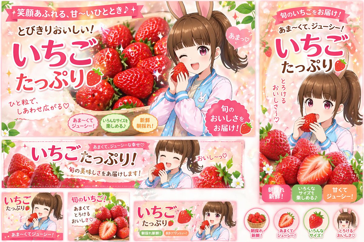 AI Prompt for Anime Strawberry Promo Banners and Illustrations