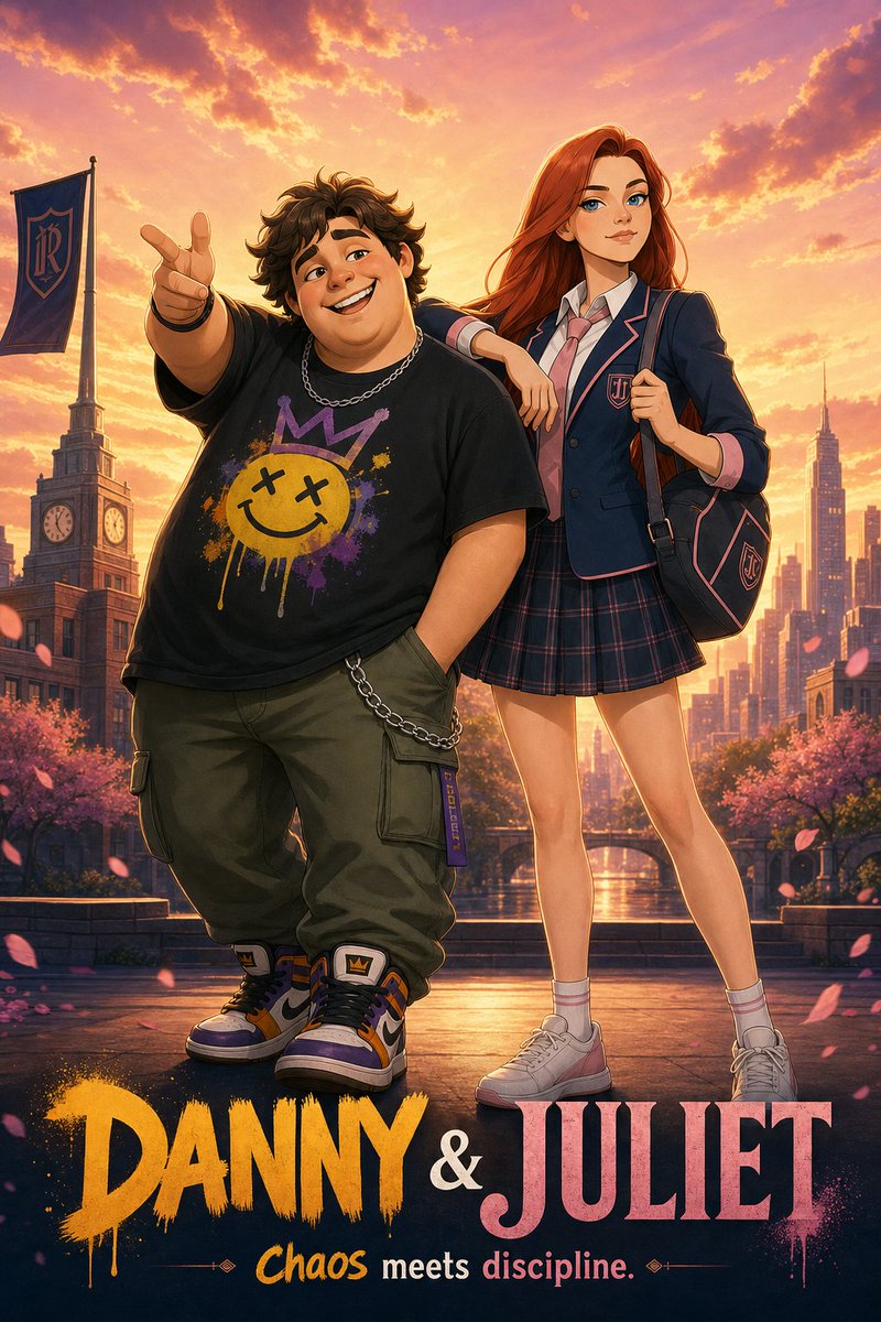 AI Prompt for Anime-Style Duo School Poster in Cinematic Style