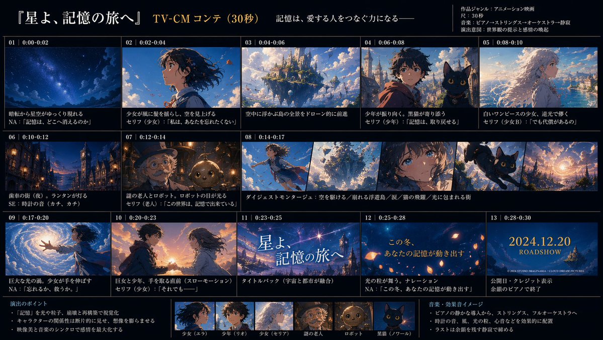 AI Prompt for Anime-Style Fantasy Commercial Storyboard
