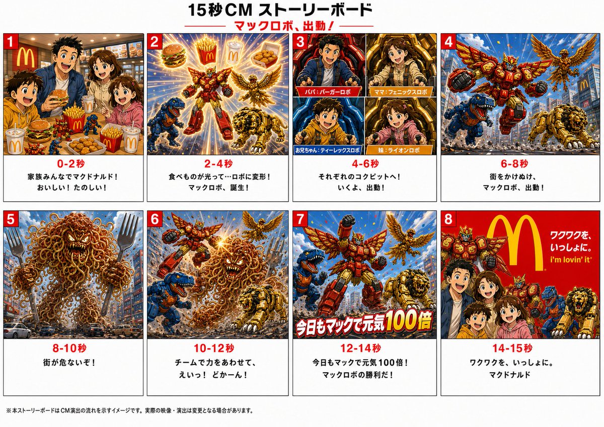 AI Prompt for Anime-Style Fast Food Mecha Robot Commercial Storyboard