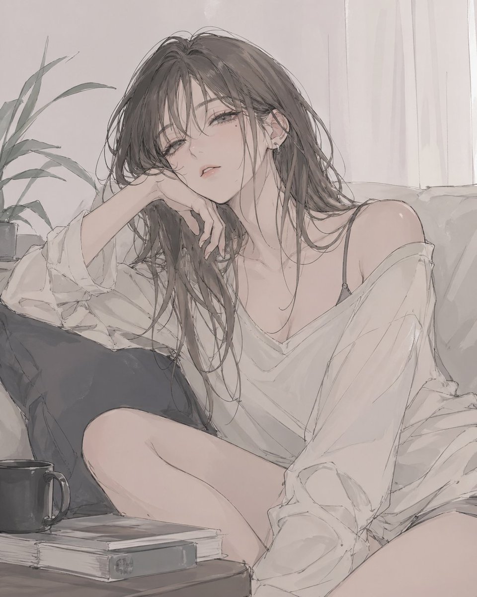 AI Prompt for Anime Style Female Portrait on Sofa Interior