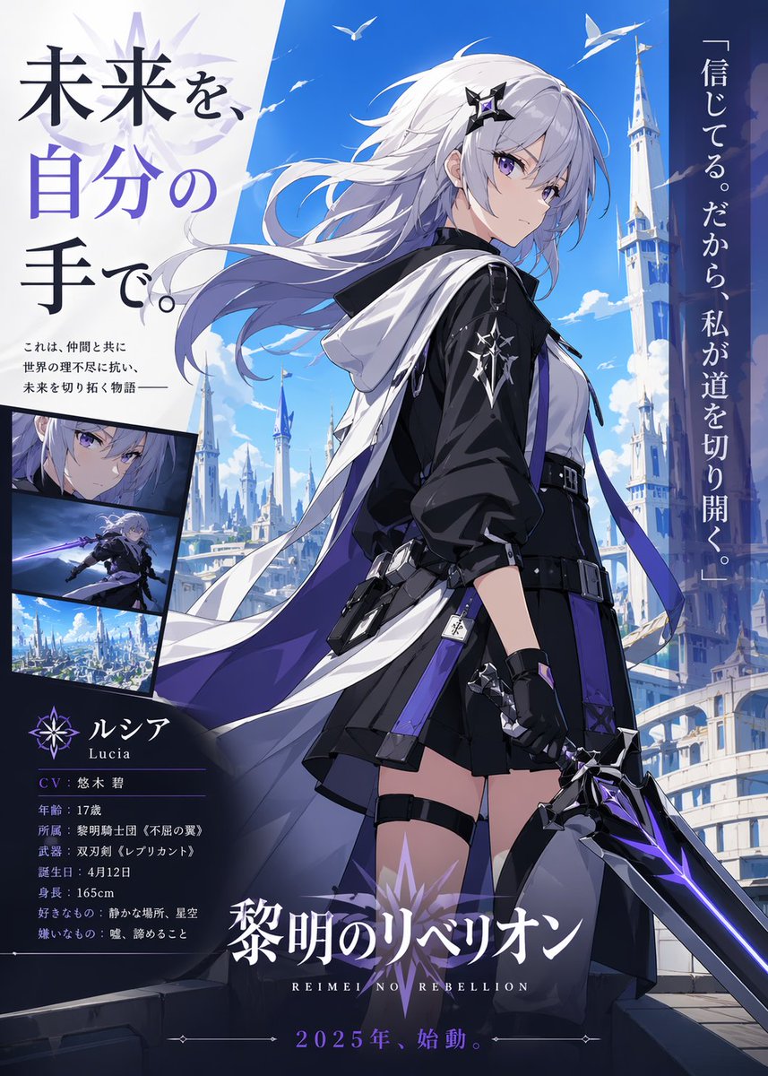 AI Prompt for Anime-Style Heroine Poster with Sci-Fi City Backdrop