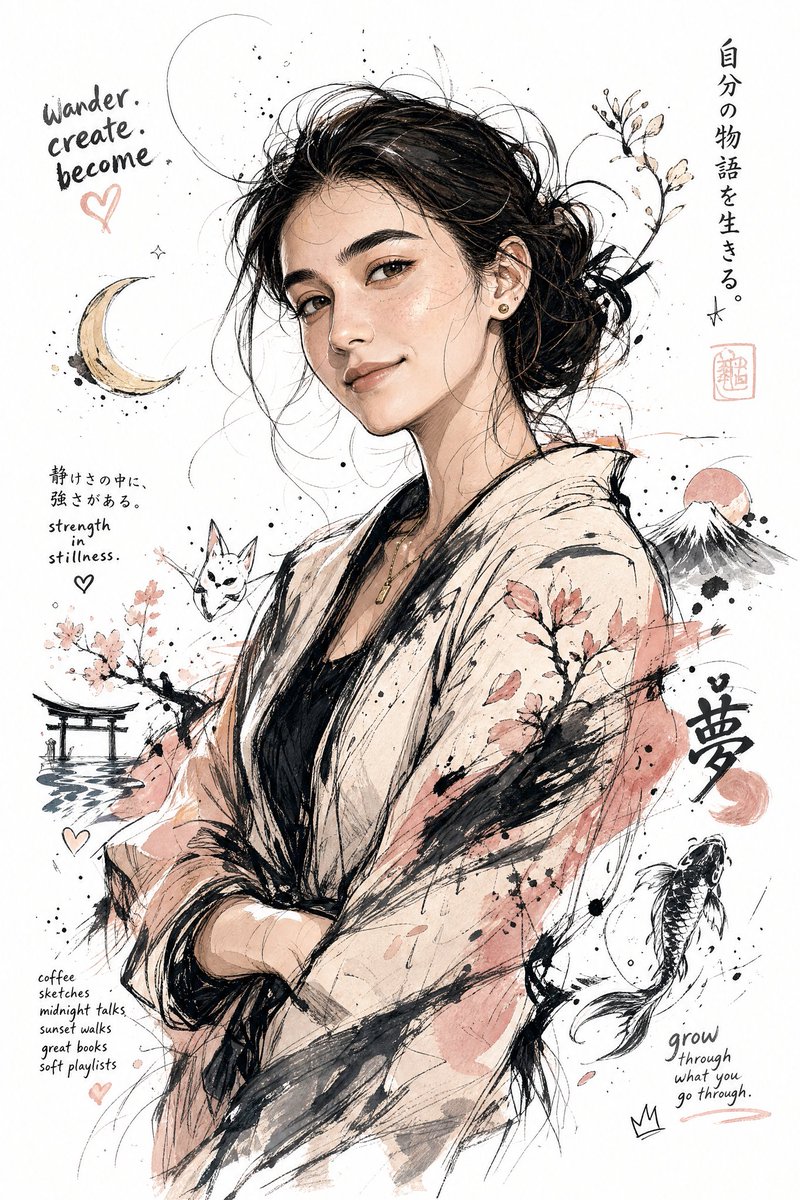 AI Prompt for Anime-Style Japanese Ink Illustration with Comic Texture