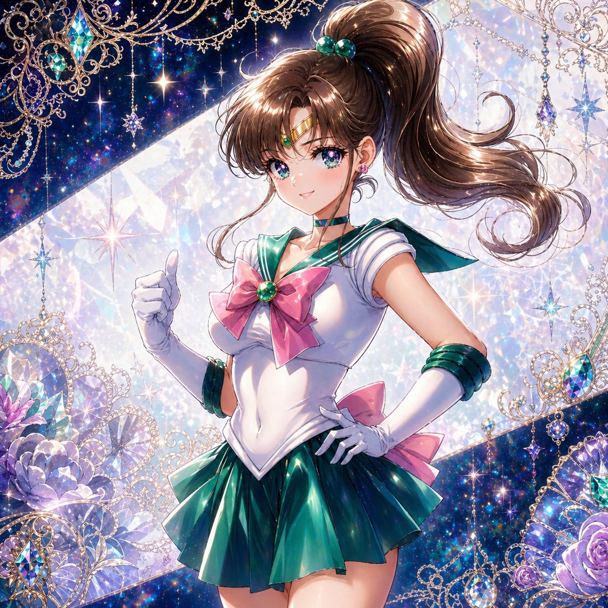 AI Prompt for Anime-Style Magical Girl Portraits with Celestial Decorations