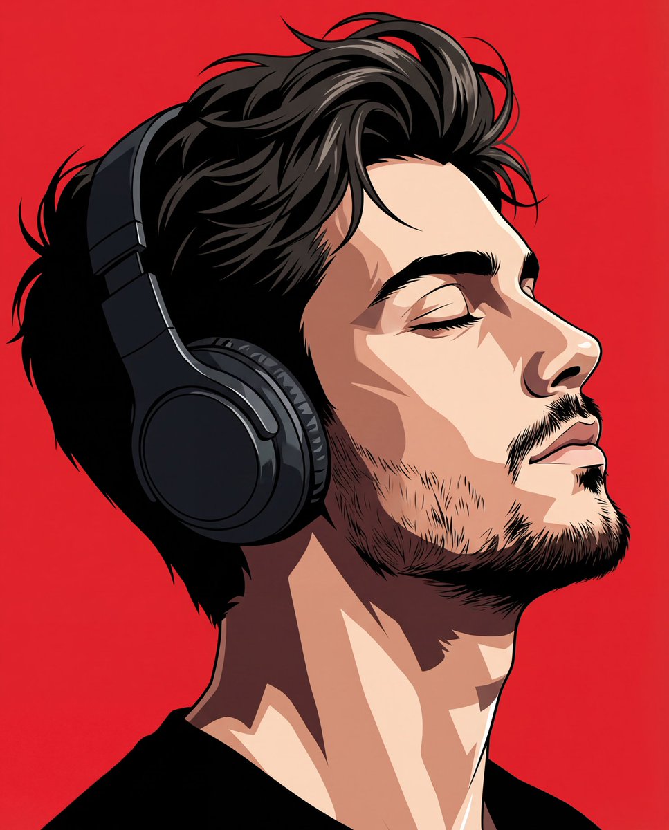 AI Prompt for Anime Style Modern Vector Portrait with Headphones
