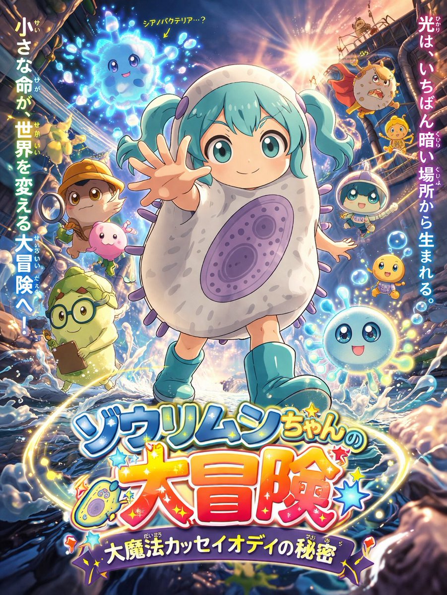 AI Prompt for Anime Style Poster Art with Paramecium Character