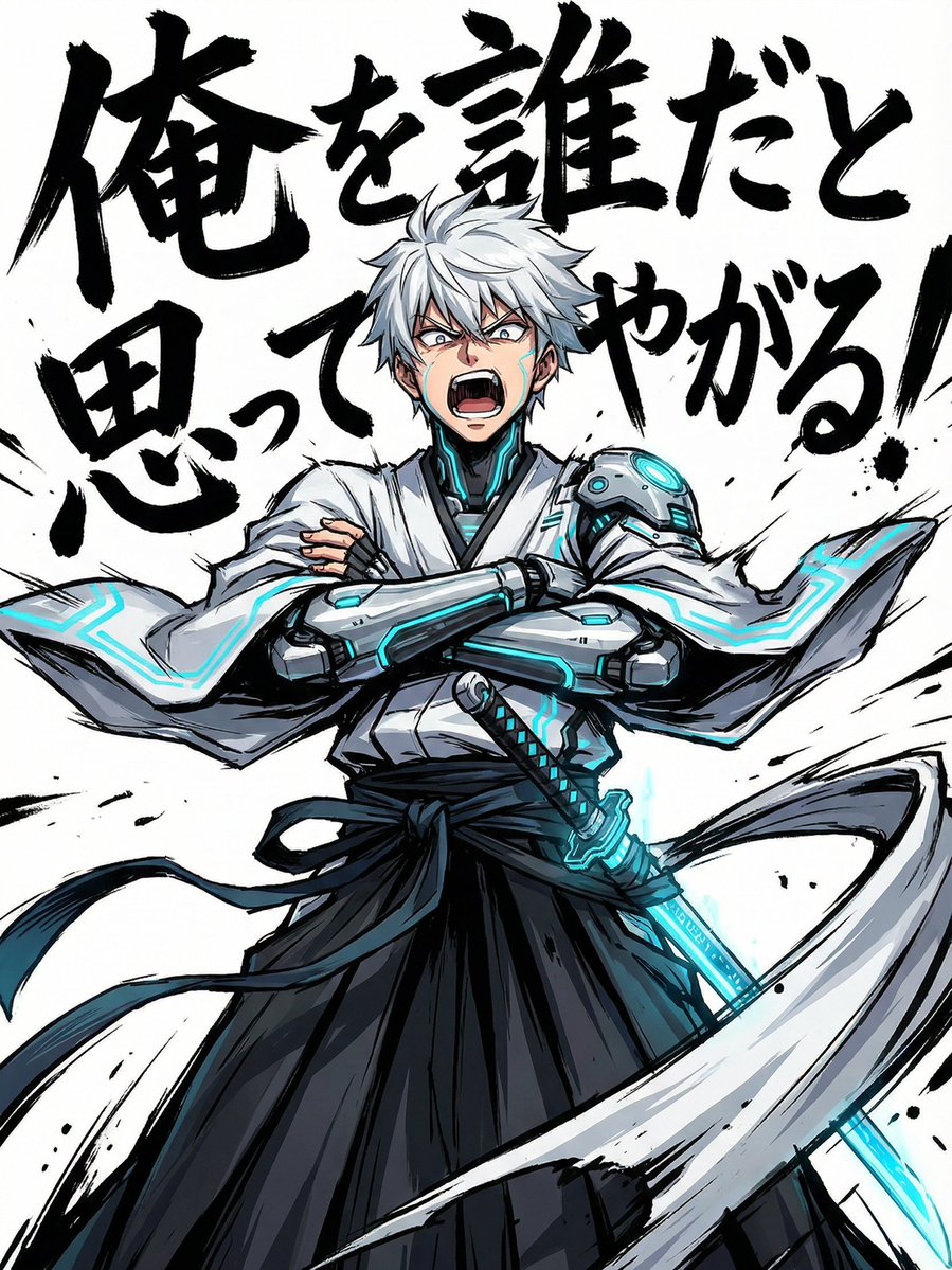 AI Prompt for Anime-Style Poster with Explosive Gaina-Dachi Stance