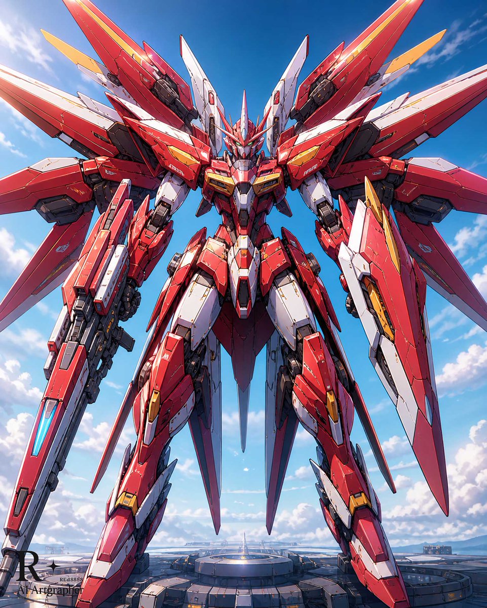 AI Prompt for Anime-Style Red Winged Giant Mecha Poster