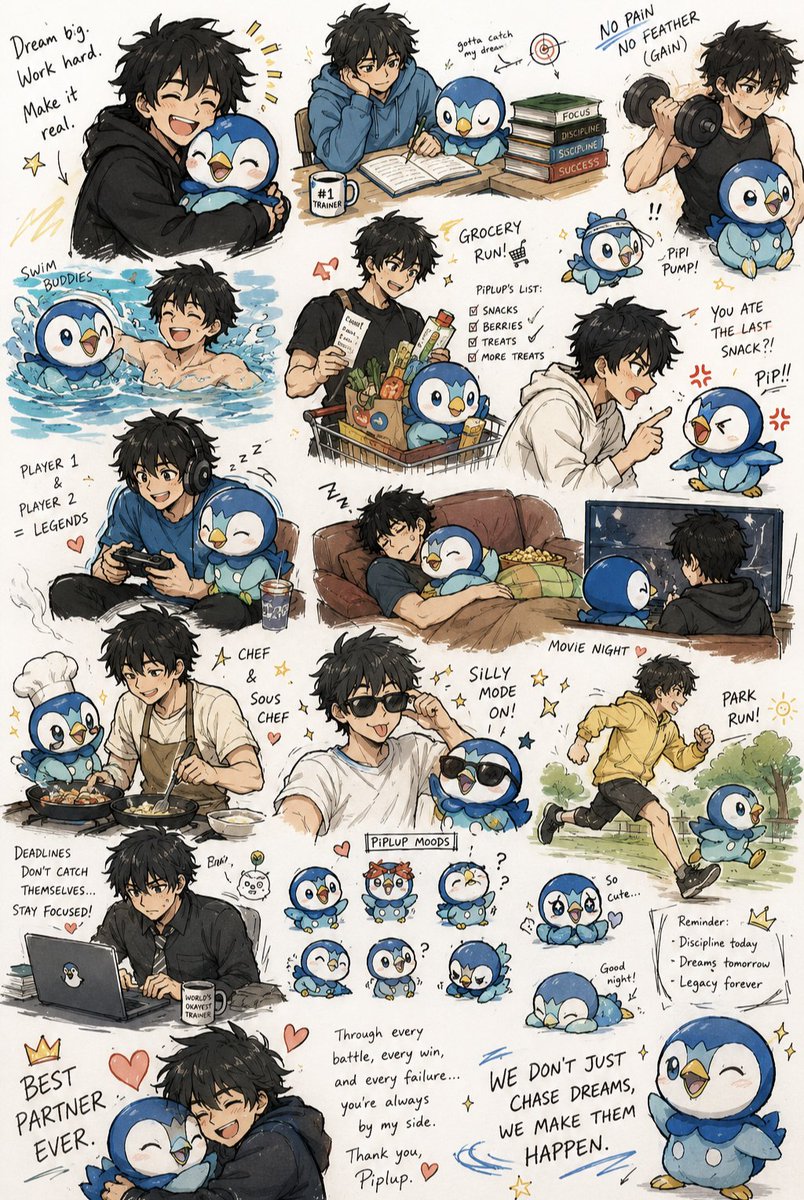 AI Prompt for Anime-Style Trainer & Pokémon Bonding Collage