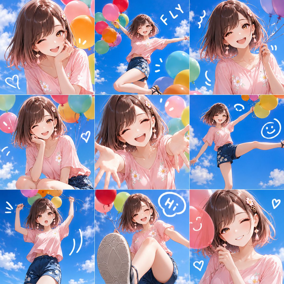 AI Prompt for Anime Summer Collage with Girl and Balloons