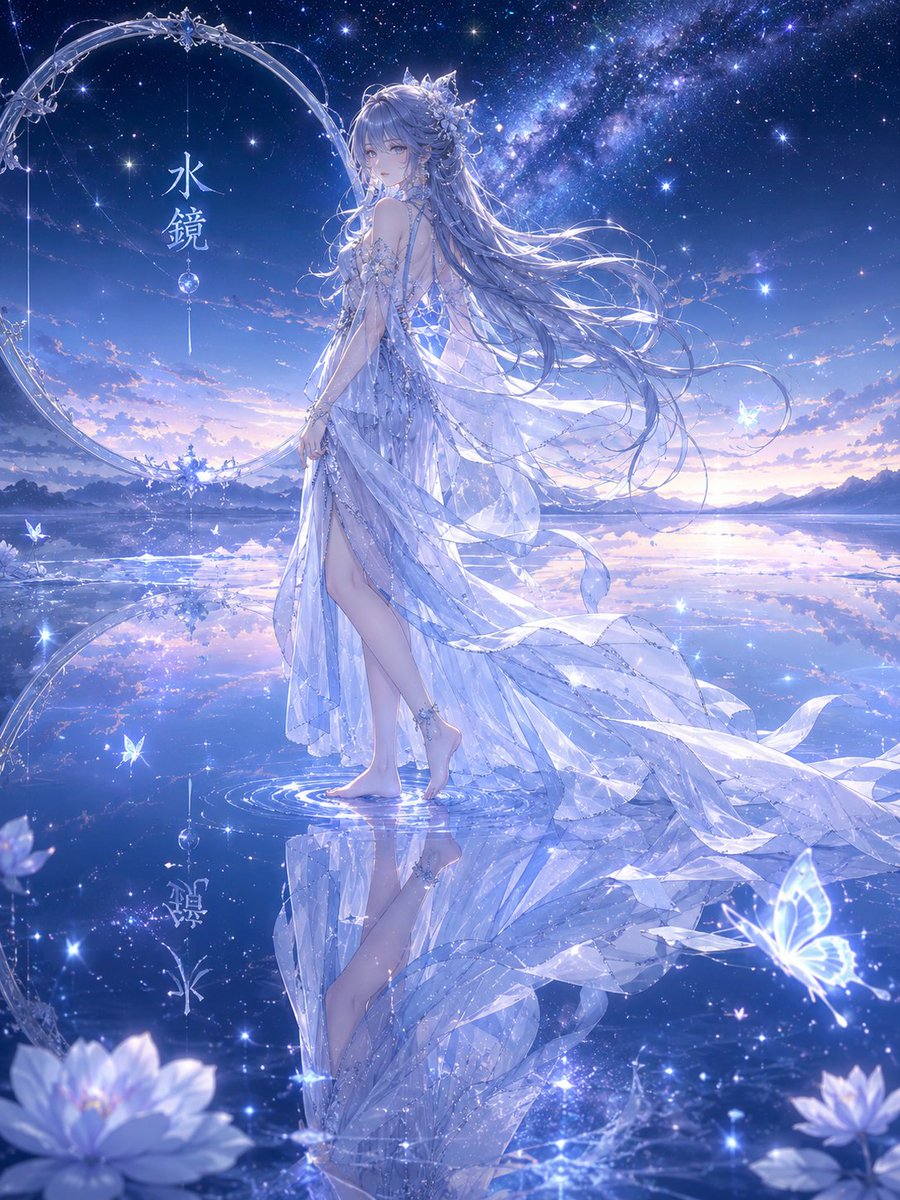AI Prompt for Anime Water Mirror Fantasy Maiden Character Art