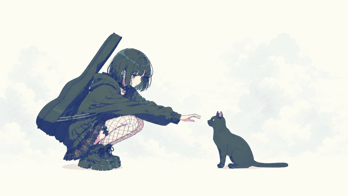 AI Prompt for Anime Watercolor Girl with Cat