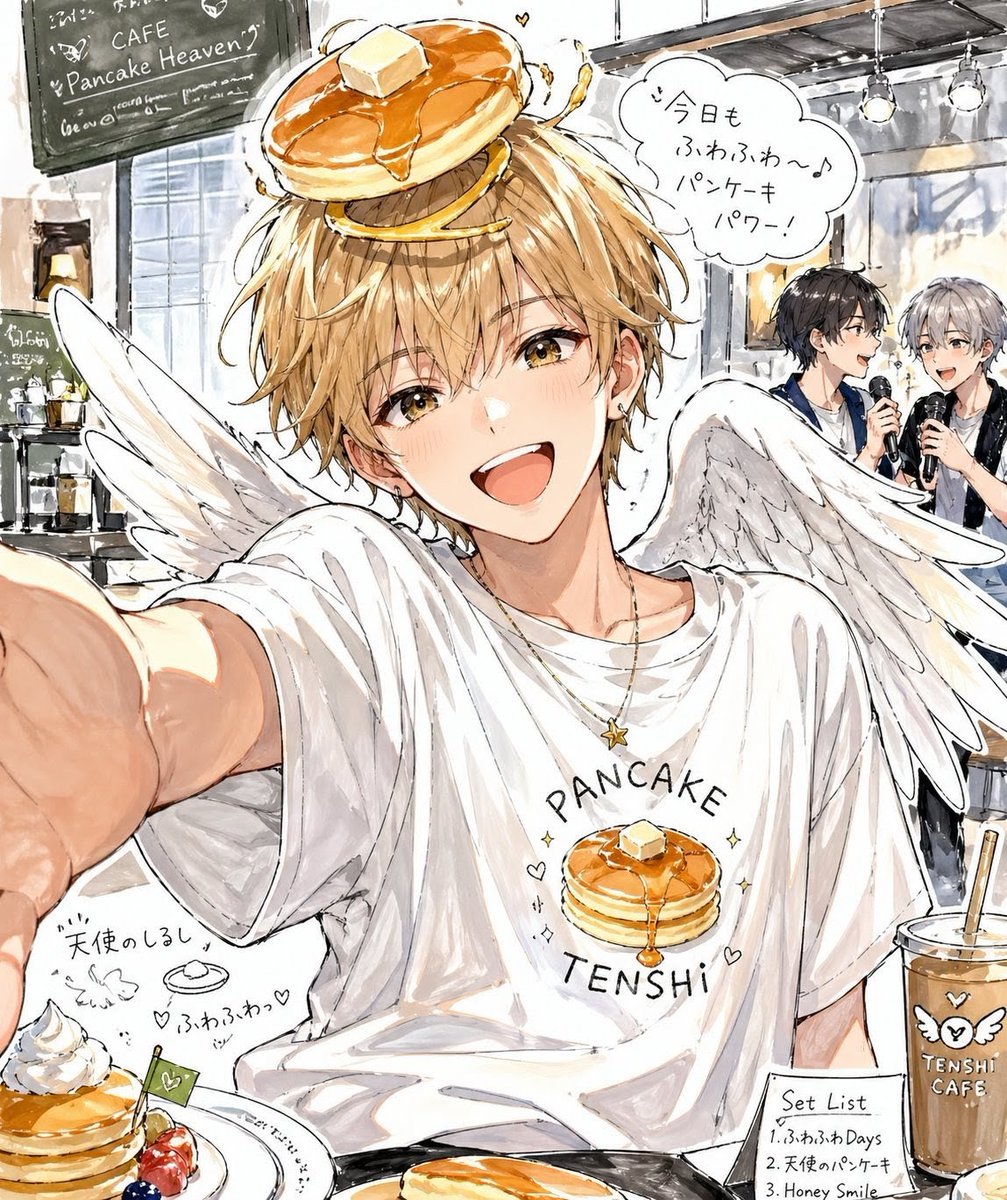 AI Prompt for Anime Watercolor Portrait of a Winged Idol with Pancake Theme