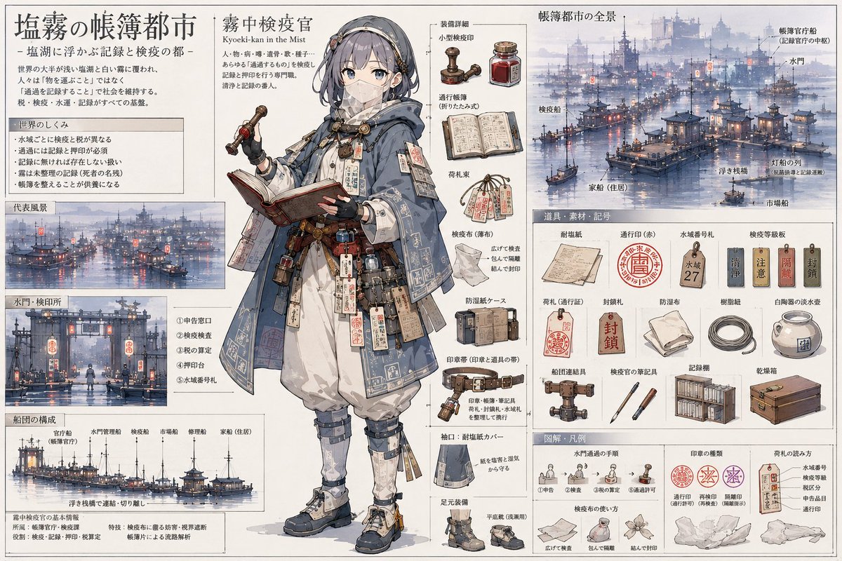 AI Prompt for Anime Watercolor Worldbuilding Reference Sheet
