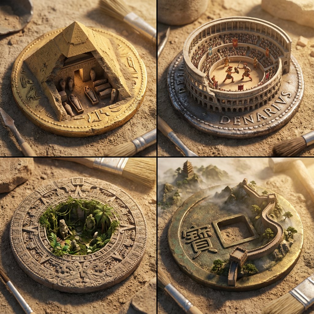 AI Prompt for Architectural Diorama Coin Art Grid Generation