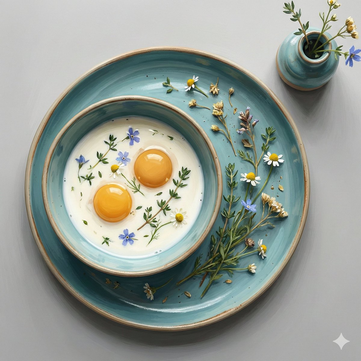 AI Prompt for Artistic Still Life Compositions with Ceramics and Egg Yolks