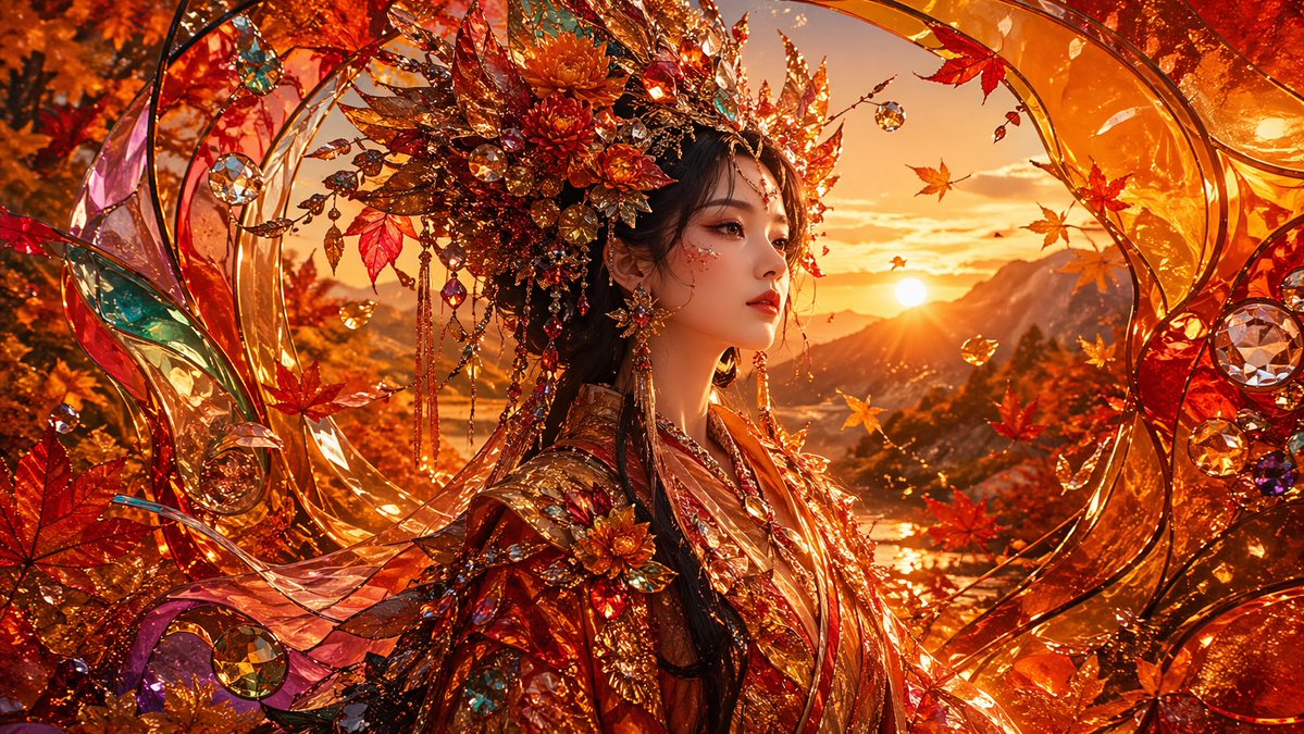 AI Prompt for Autumn Fantasy Portrait with Jewels and Cinematic Lighting