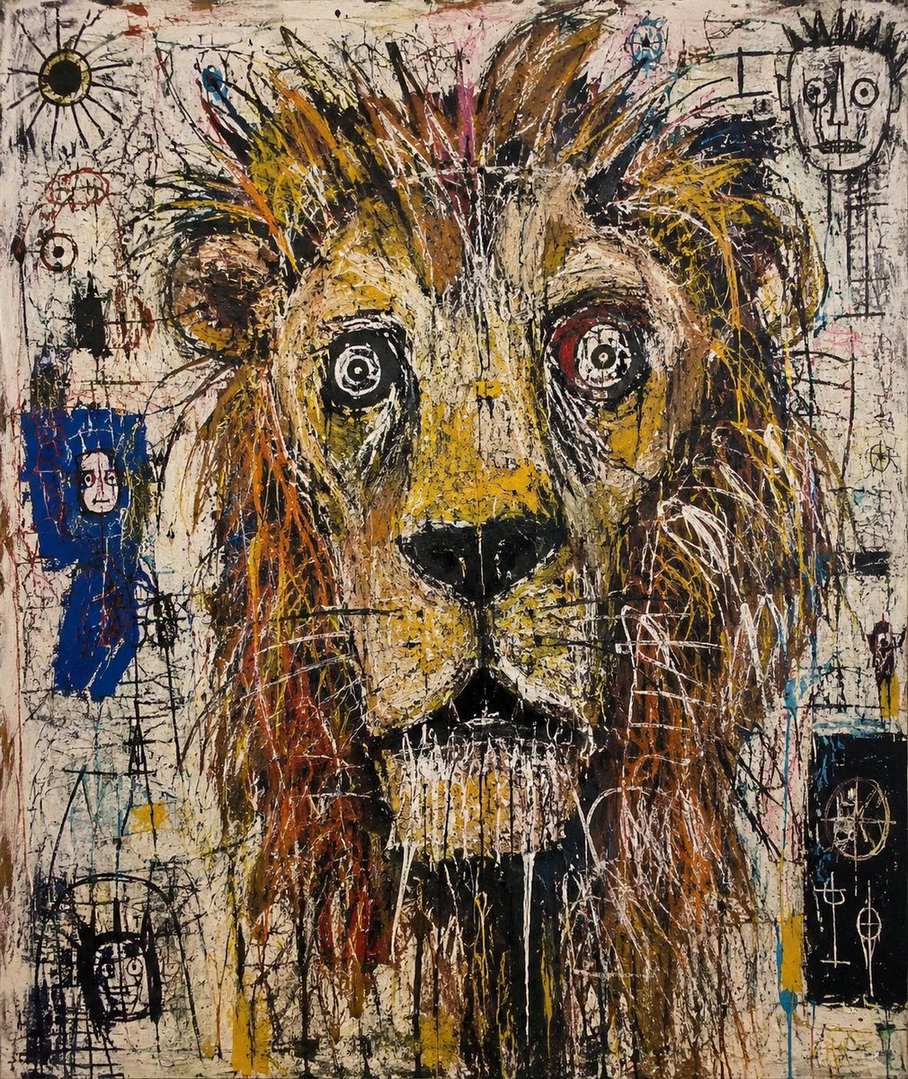 AI Prompt for Basquiat-Inspired Neo-Expressionist Lion Illustration