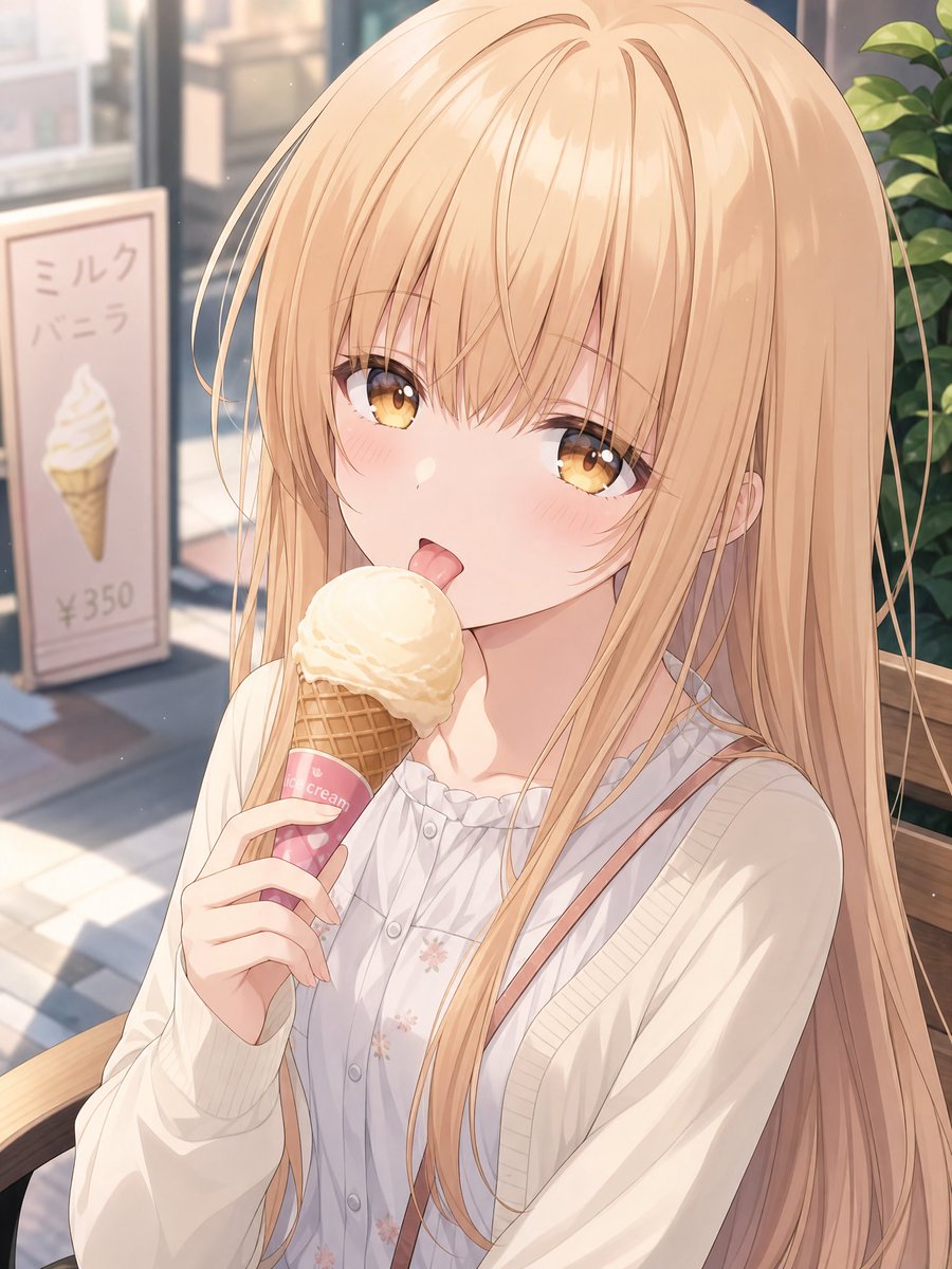 AI Prompt for Blonde Anime Character with Ice Cream Cone